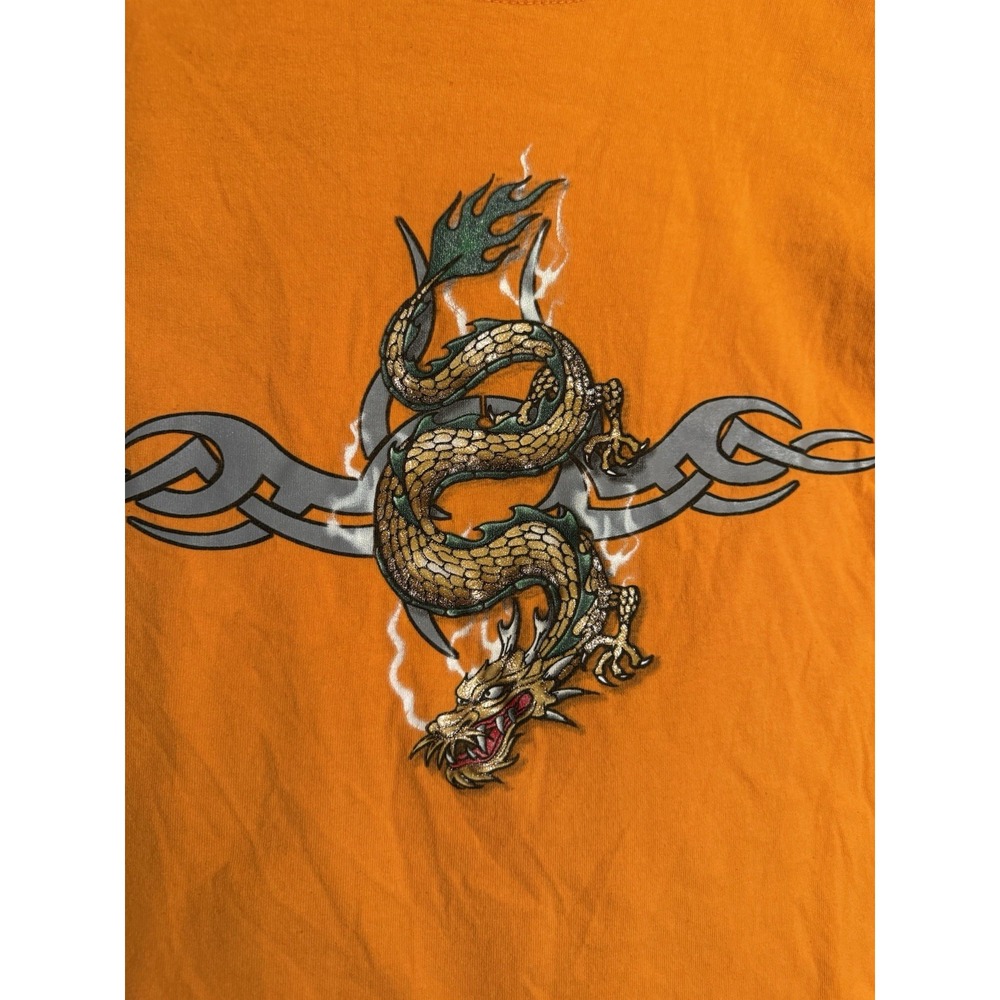 Men's Vintage Y2K Extreme Xl Orange Dragon Skate T-Shirt